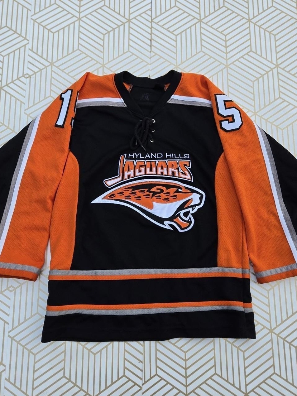 HyLand Hills Jaguars Hockey Jersey Kode Sportswear Youth Medium NHL Orange White